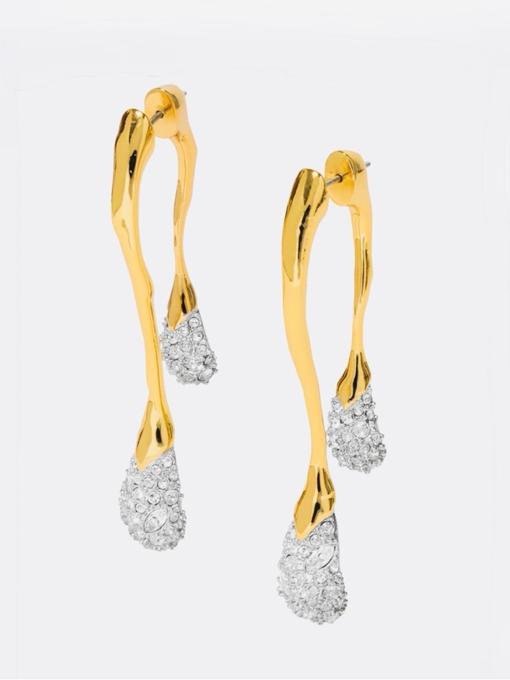 ALEXIS BITTAR Crystal Front Back Double Drop Earrings Gold Clear CZ JN11